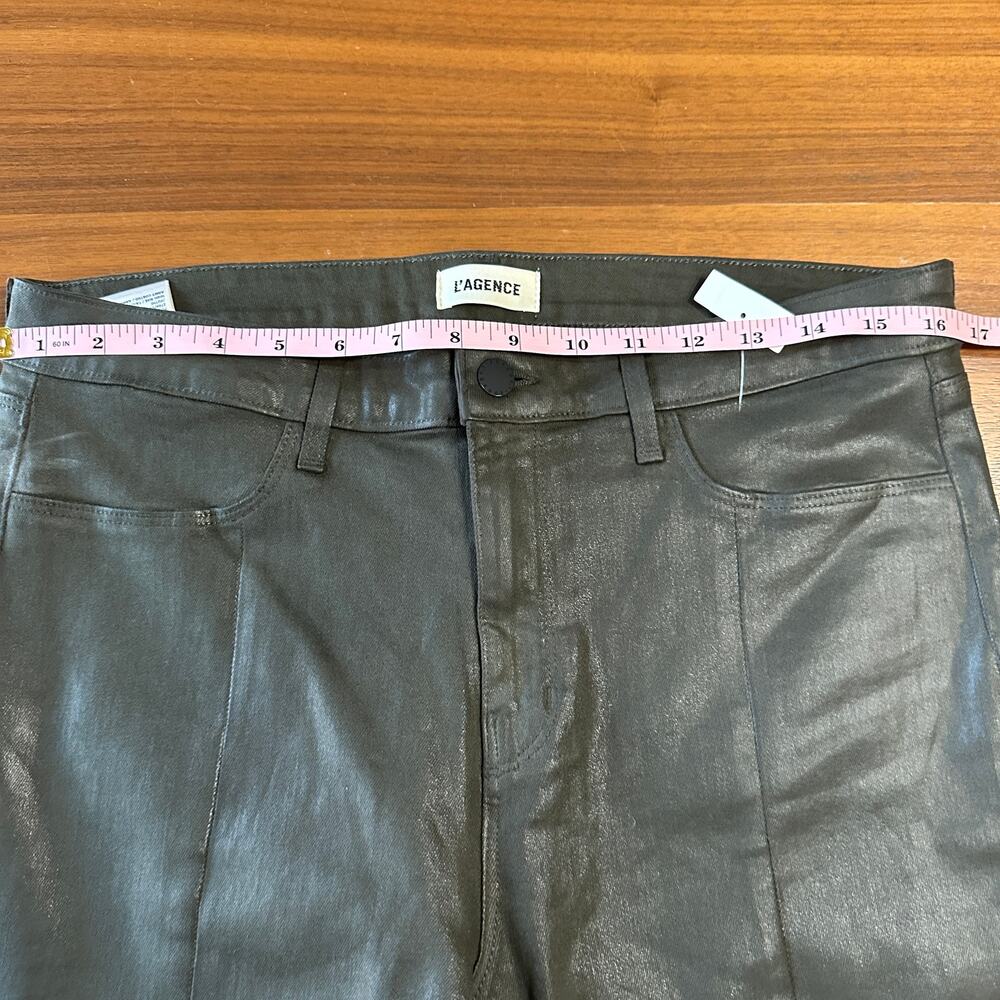 L'AGENCE Green Coated Denim Jyothi‎ jeans, high rise split ankle, REVOLVE, 32 - Picture 5 of 10